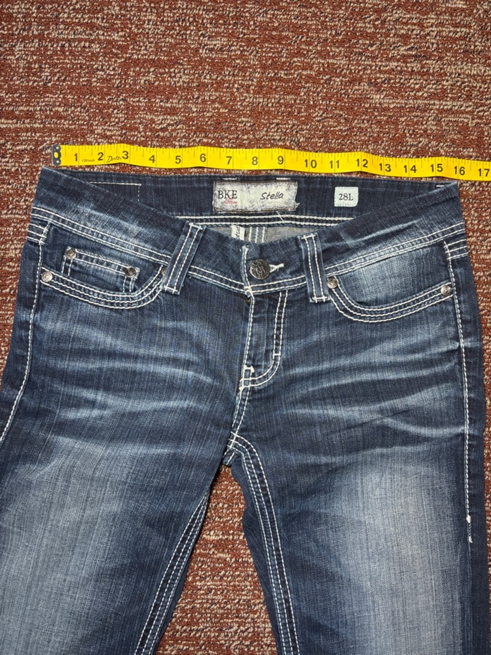 Vintage Y2K Buckle BKE Stella boot dark wash low rise stretch denim women’s 28 - Picture 13 of 13